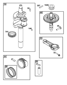 Crankshaft Group Diagram and Parts List for 385777-0352-B5 200000 - 399999 Briggs and Stratton Engine